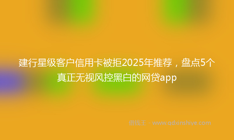 建行星级客户信用卡被拒2025年推荐，盘点5个真正无视风控黑白的网贷app