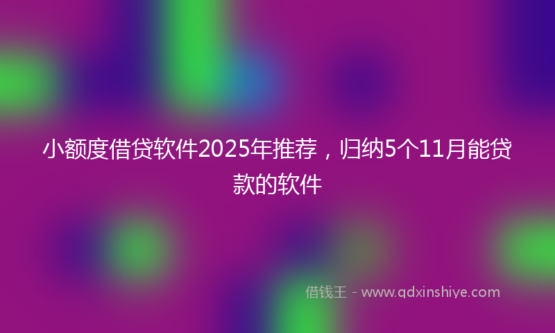 小额度借贷软件2025年推荐，归纳5个11月能贷款的软件