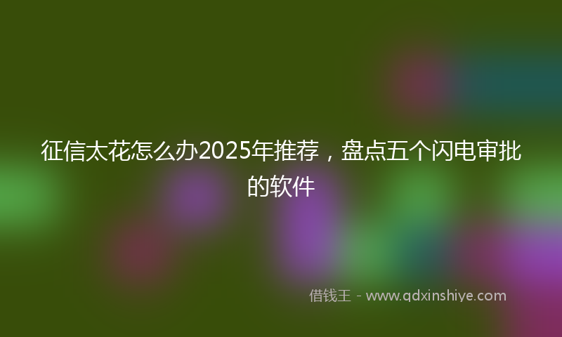 征信太花怎么办2025年推荐，盘点五个闪电审批的软件