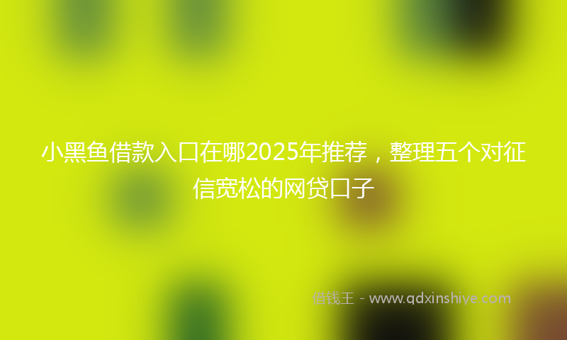 小黑鱼借款入口在哪2025年推荐，整理五个对征信宽松的网贷口子