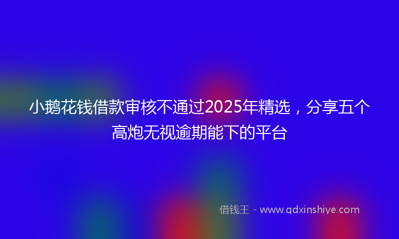 小鹅花钱借款审核不通过2025年精选，分享五个高炮无视逾期能下的平台