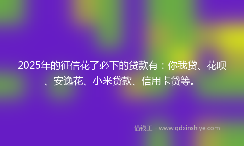2025年的征信花了必下的贷款有：你我贷、花呗、安逸花、小米贷款、信用卡贷等。