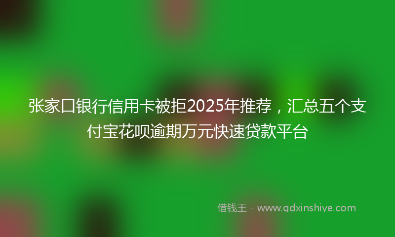 张家口银行信用卡被拒2025年推荐，汇总五个支付宝花呗逾期万元快速贷款平台