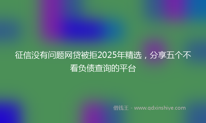 征信没有问题网贷被拒2025年精选，分享五个不看负债查询的平台
