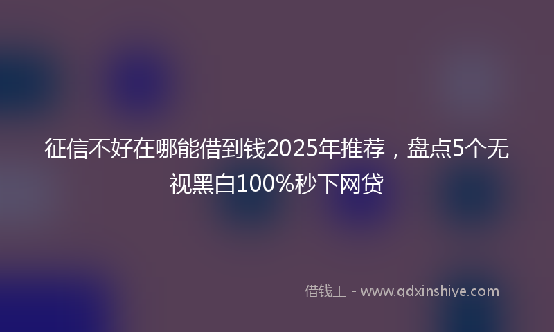 征信不好在哪能借到钱2025年推荐，盘点5个无视黑白100%秒下网贷