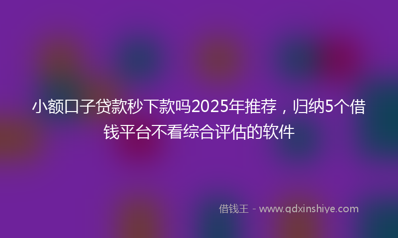 小额口子贷款秒下款吗2025年推荐，归纳5个借钱平台不看综合评估的软件