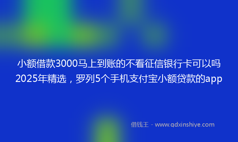 小额借款3000马上到账的不看征信银行卡可以吗2025年精选，罗列5个手机支付宝小额贷款的app
