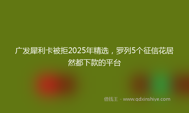 广发犀利卡被拒2025年精选，罗列5个征信花居然都下款的平台
