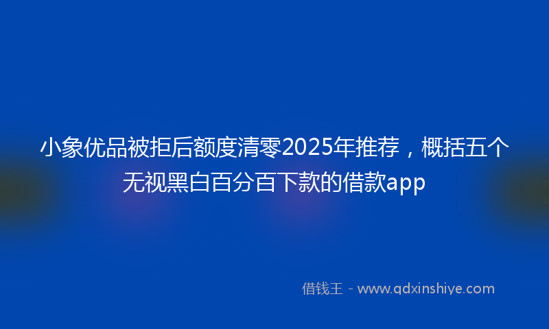 小象优品被拒后额度清零2025年推荐，概括五个无视黑白百分百下款的借款app