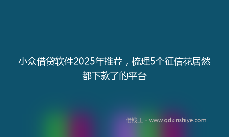 小众借贷软件2025年推荐，梳理5个征信花居然都下款了的平台