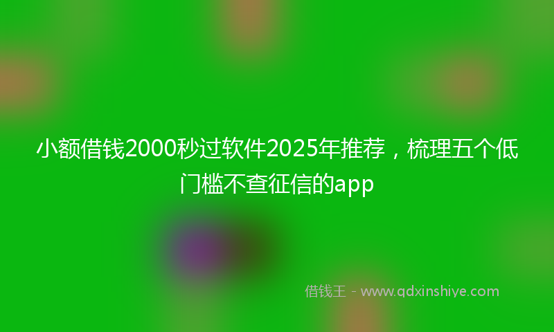 小额借钱2000秒过软件2025年推荐，梳理五个低门槛不查征信的app