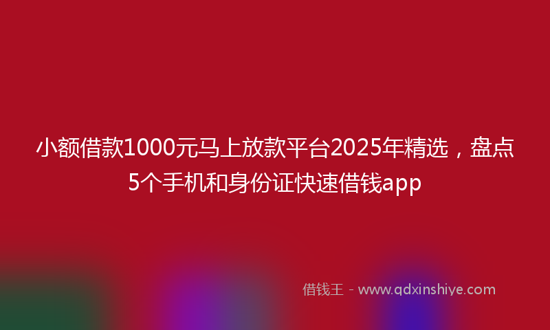 小额借款1000元马上放款平台2025年精选，盘点5个手机和身份证快速借钱app