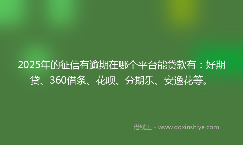 2025年的征信有逾期在哪个平台能贷款有：好期贷、360借条、花呗、分期乐、安逸花等。