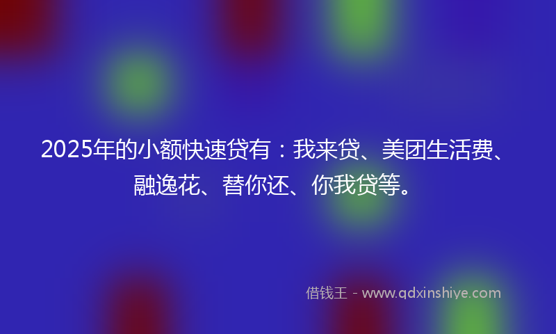 2025年的小额快速贷有：我来贷、美团生活费、融逸花、替你还、你我贷等。