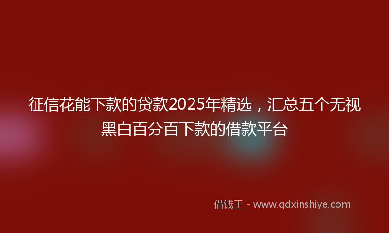 征信花能下款的贷款2025年精选，汇总五个无视黑白百分百下款的借款平台