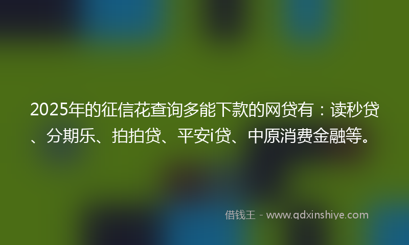2025年的征信花查询多能下款的网贷有：读秒贷、分期乐、拍拍贷、平安i贷、中原消费金融等。