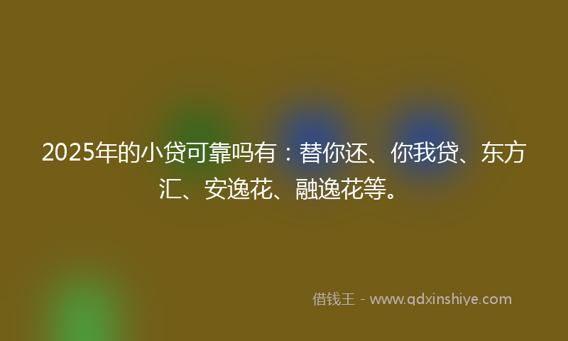 2025年的小贷可靠吗有：替你还、你我贷、东方汇、安逸花、融逸花等。
