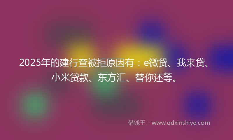2025年的建行查被拒原因有：e微贷、我来贷、小米贷款、东方汇、替你还等。