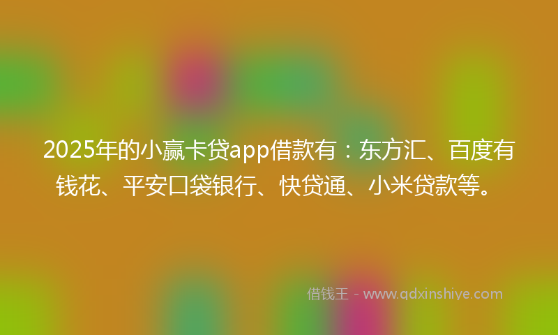 2025年的小赢卡贷app借款有：东方汇、百度有钱花、平安口袋银行、快贷通、小米贷款等。