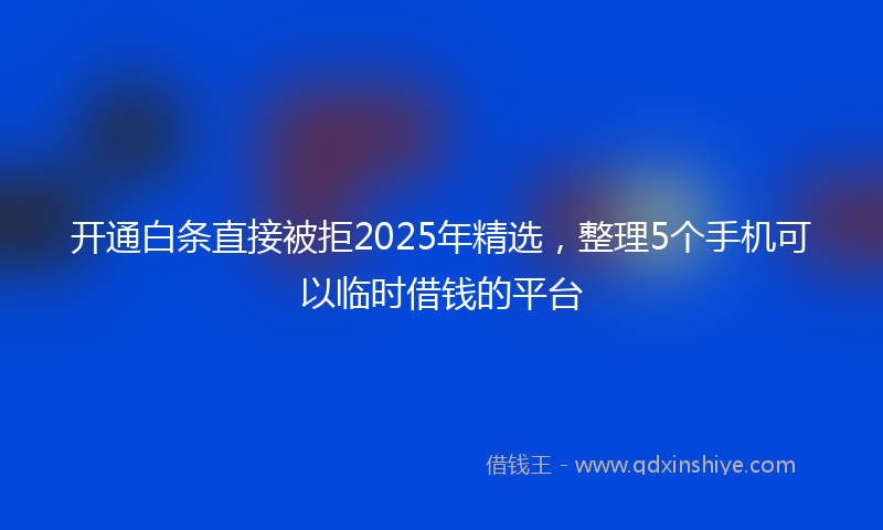 开通白条直接被拒2025年精选，整理5个手机可以临时借钱的平台