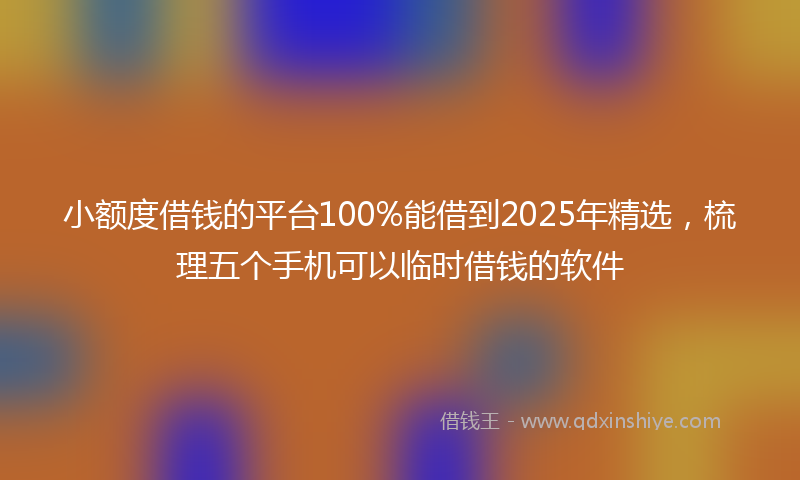 小额度借钱的平台100%能借到2025年精选，梳理五个手机可以临时借钱的软件