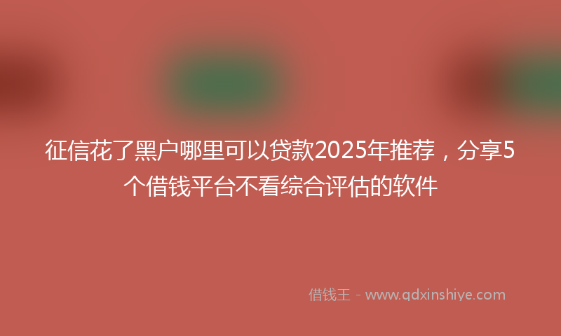 征信花了黑户哪里可以贷款2025年推荐，分享5个借钱平台不看综合评估的软件