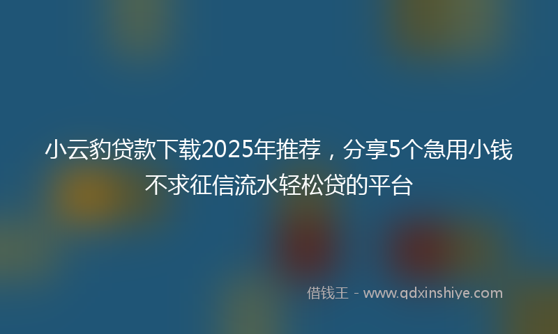 小云豹贷款下载2025年推荐，分享5个急用小钱不求征信流水轻松贷的平台