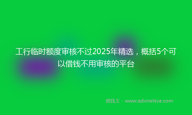工行临时额度审核不过2025年精选，概括5个可以借钱不用审核的平台