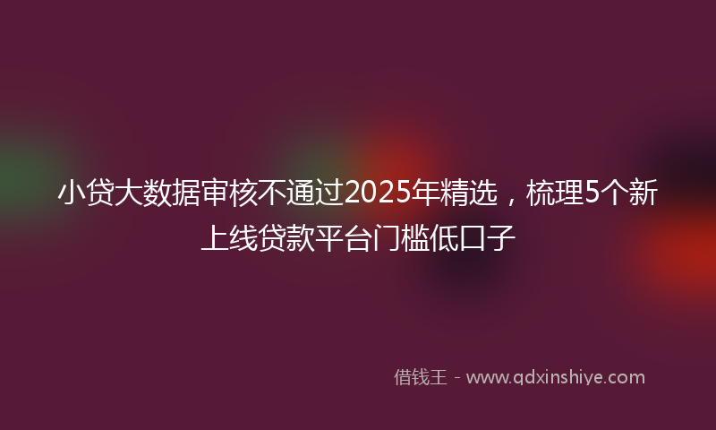 小贷大数据审核不通过2025年精选，梳理5个新上线贷款平台门槛低口子
