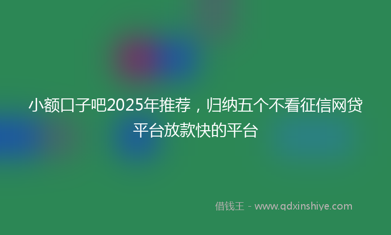 小额口子吧2025年推荐，归纳五个不看征信网贷平台放款快的平台