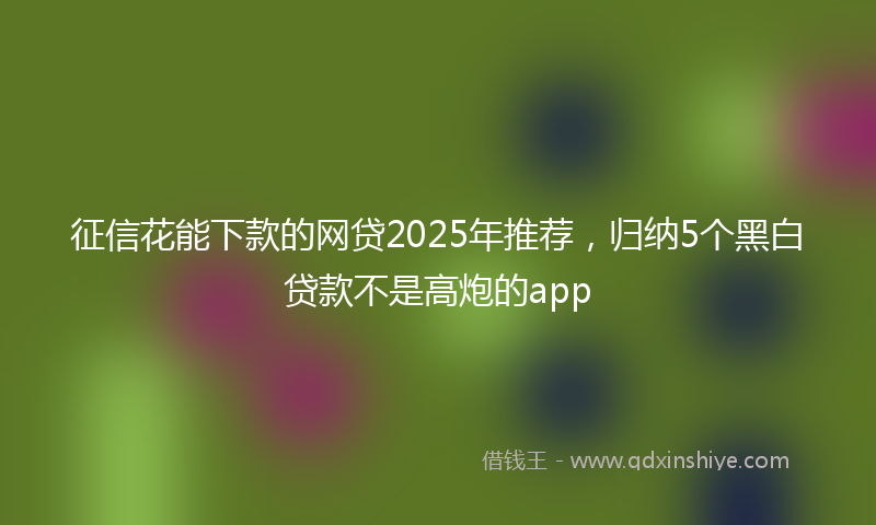 征信花能下款的网贷2025年推荐，归纳5个黑白贷款不是高炮的app