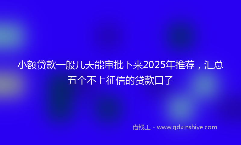小额贷款一般几天能审批下来2025年推荐，汇总五个不上征信的贷款口子