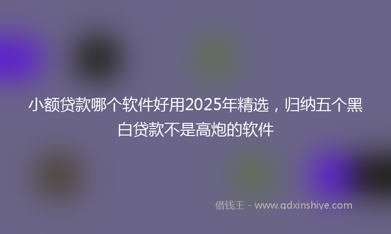 小额贷款哪个软件好用2025年精选，归纳五个黑白贷款不是高炮的软件