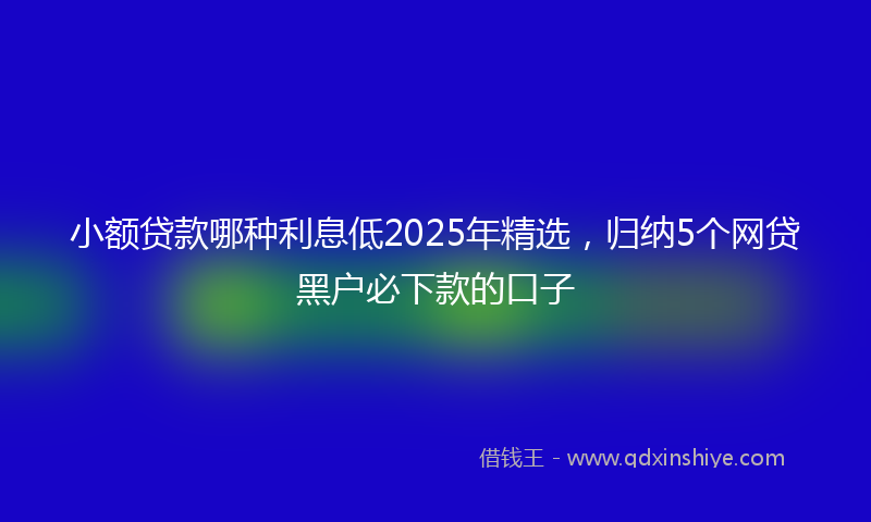 小额贷款哪种利息低2025年精选，归纳5个网贷黑户必下款的口子