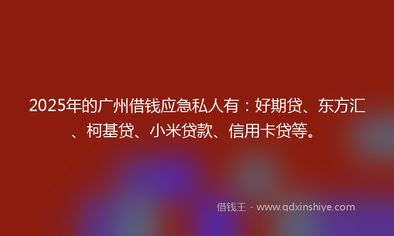 2025年的广州借钱应急私人有：好期贷、东方汇、柯基贷、小米贷款、信用卡贷等。
