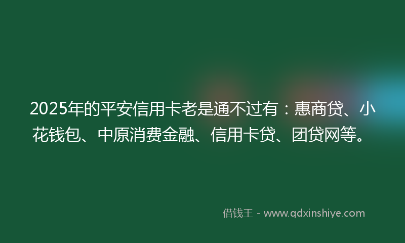 2025年的平安信用卡老是通不过有：惠商贷、小花钱包、中原消费金融、信用卡贷、团贷网等。