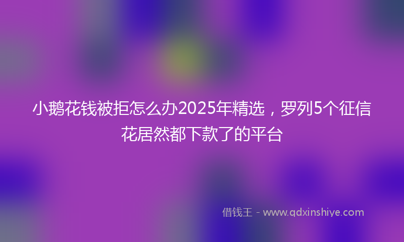 小鹅花钱被拒怎么办2025年精选，罗列5个征信花居然都下款了的平台