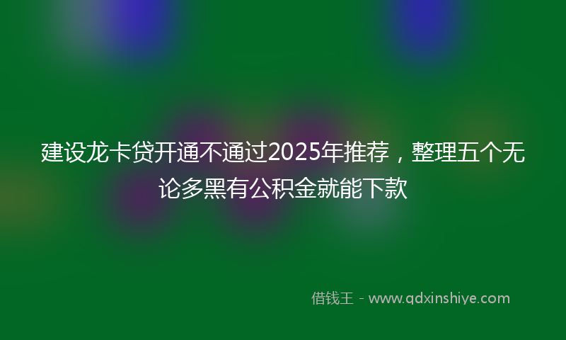 建设龙卡贷开通不通过2025年推荐，整理五个无论多黑有公积金就能下款