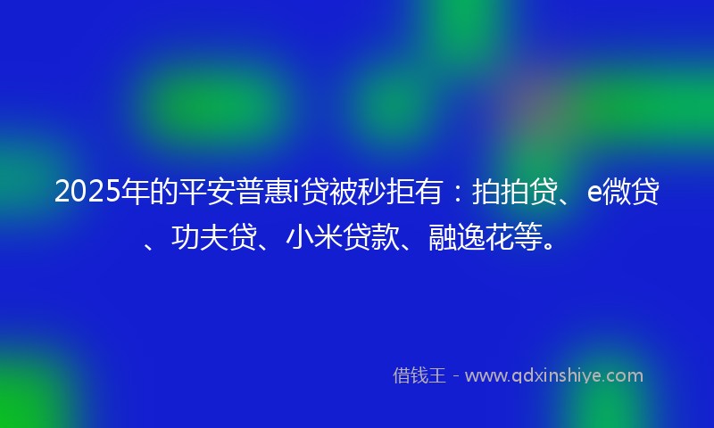 2025年的平安普惠i贷被秒拒有：拍拍贷、e微贷、功夫贷、小米贷款、融逸花等。