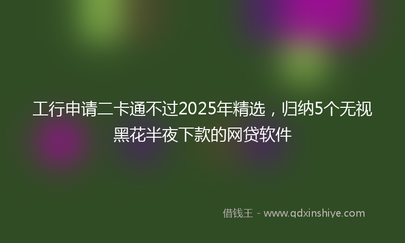 工行申请二卡通不过2025年精选，归纳5个无视黑花半夜下款的网贷软件