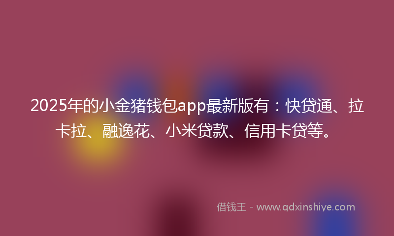 2025年的小金猪钱包app最新版有：快贷通、拉卡拉、融逸花、小米贷款、信用卡贷等。