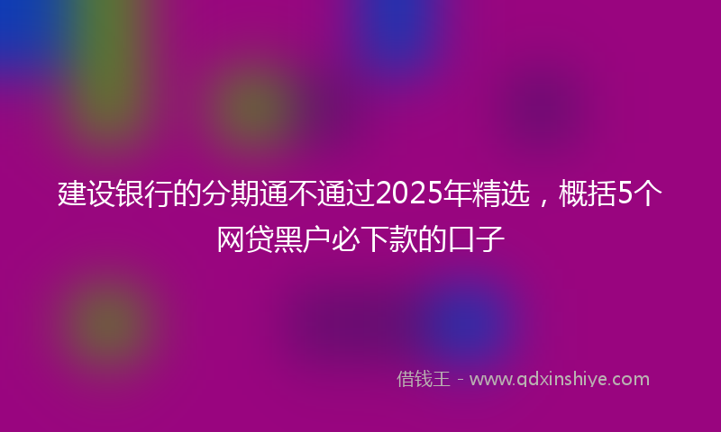 建设银行的分期通不通过2025年精选，概括5个网贷黑户必下款的口子