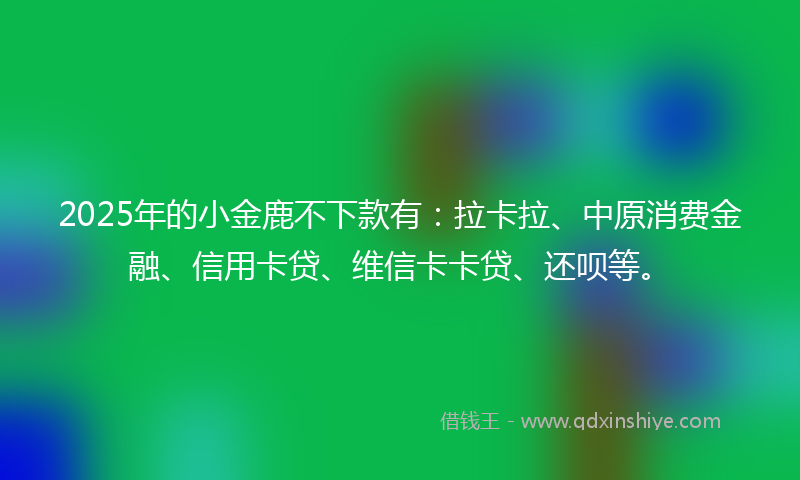 2025年的小金鹿不下款有：拉卡拉、中原消费金融、信用卡贷、维信卡卡贷、还呗等。