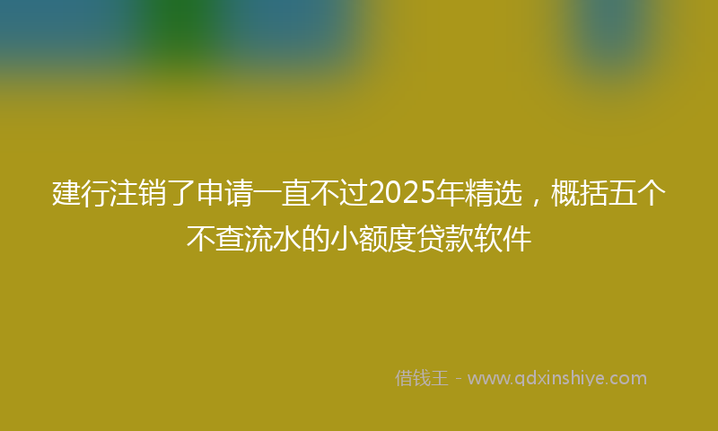 建行注销了申请一直不过2025年精选，概括五个不查流水的小额度贷款软件