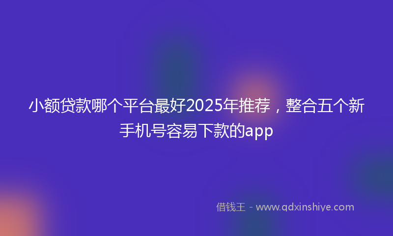 小额贷款哪个平台最好2025年推荐，整合五个新手机号容易下款的app