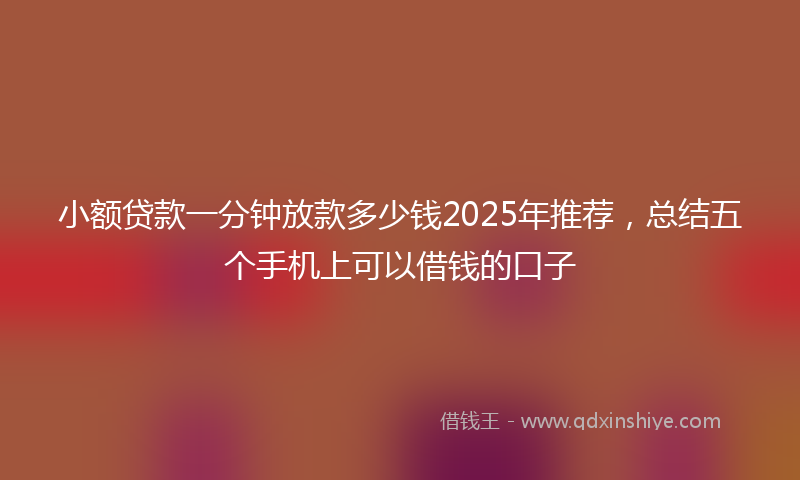 小额贷款一分钟放款多少钱2025年推荐，总结五个手机上可以借钱的口子