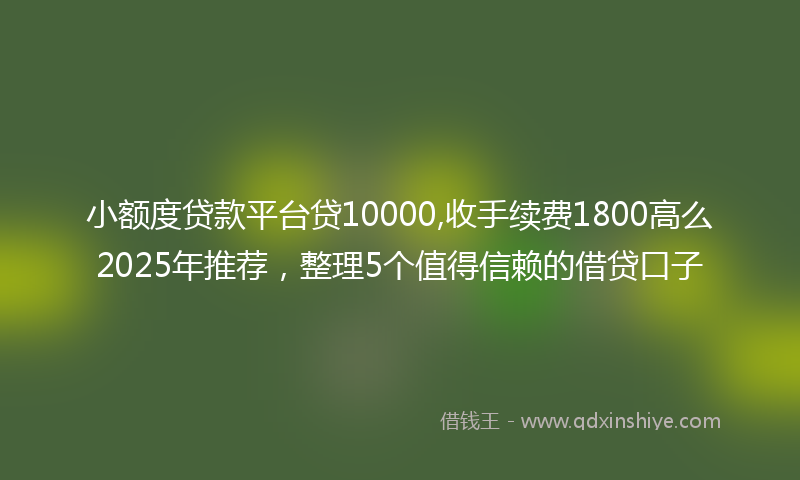 小额度贷款平台贷10000,收手续费1800高么2025年推荐，整理5个值得信赖的借贷口子
