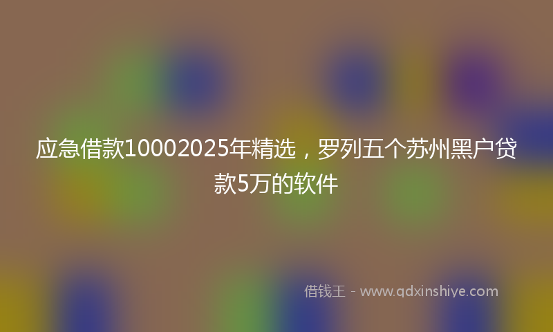 应急借款10002025年精选，罗列五个苏州黑户贷款5万的软件