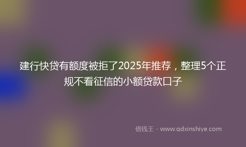 建行快贷有额度被拒了2025年推荐，整理5个正规不看征信的小额贷款口子