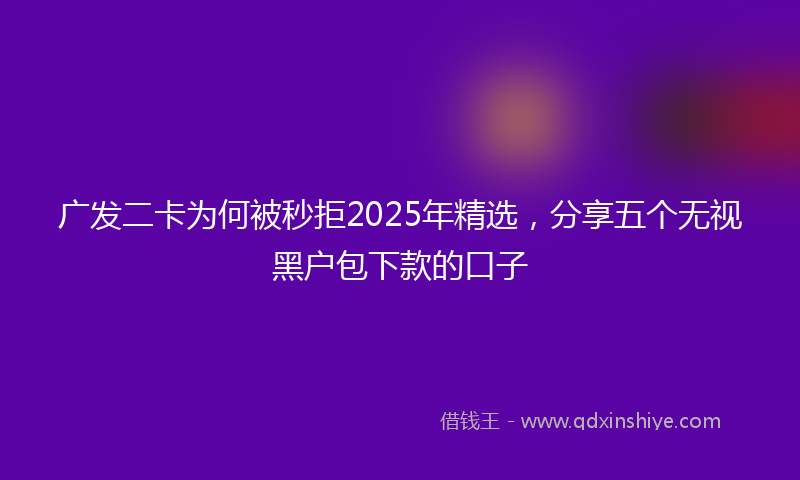 广发二卡为何被秒拒2025年精选，分享五个无视黑户包下款的口子